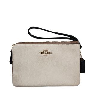 COACH CHALK MULTI-COLOR DOUBLE CORNER ZIP WRISTLET IN COLORBLOCK